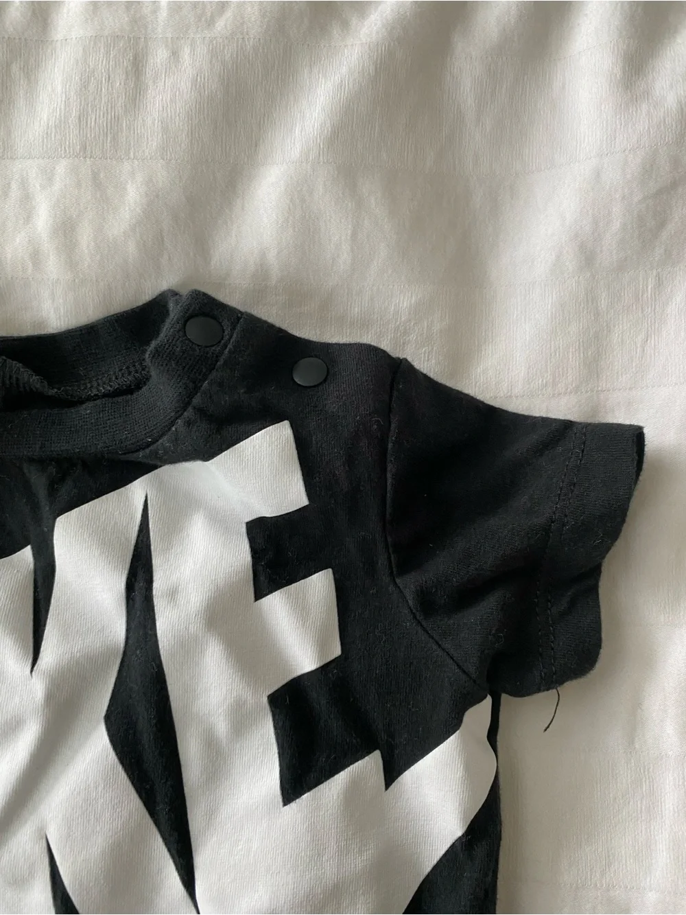 Nike Black Baby Onesie/Romper with Large White Logo 6M